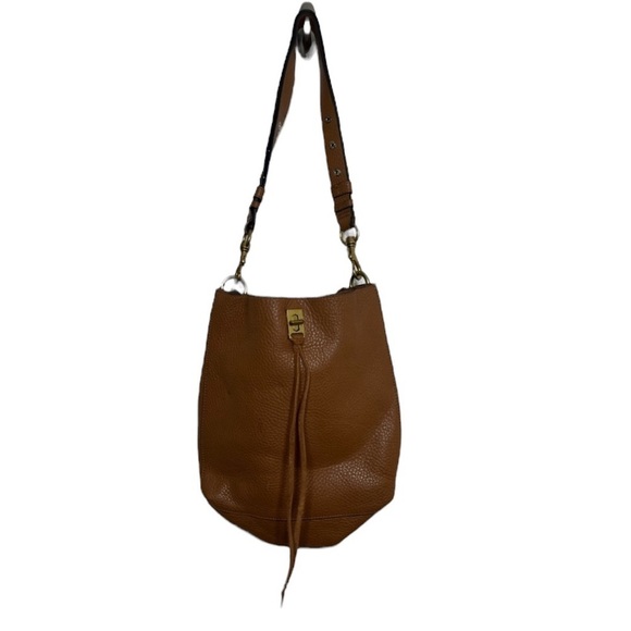 Rebecca Minkoff Darren Tan Leather Twist Shoulder Bag BLEMISH - Picture 1 of 10